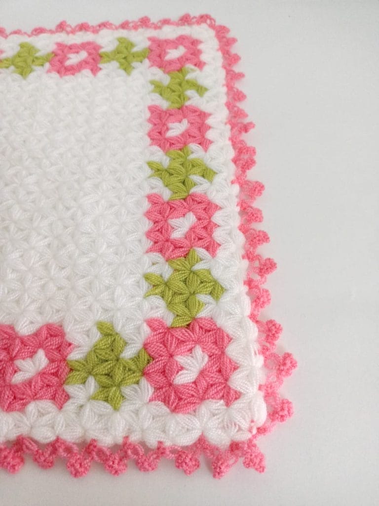 Vintage Floral Granny Square Rose Flower Crochet Knit Afghan Throw Blanket - Image 3